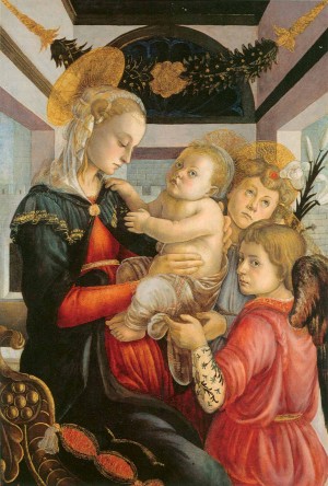 Madonna and child with two angels